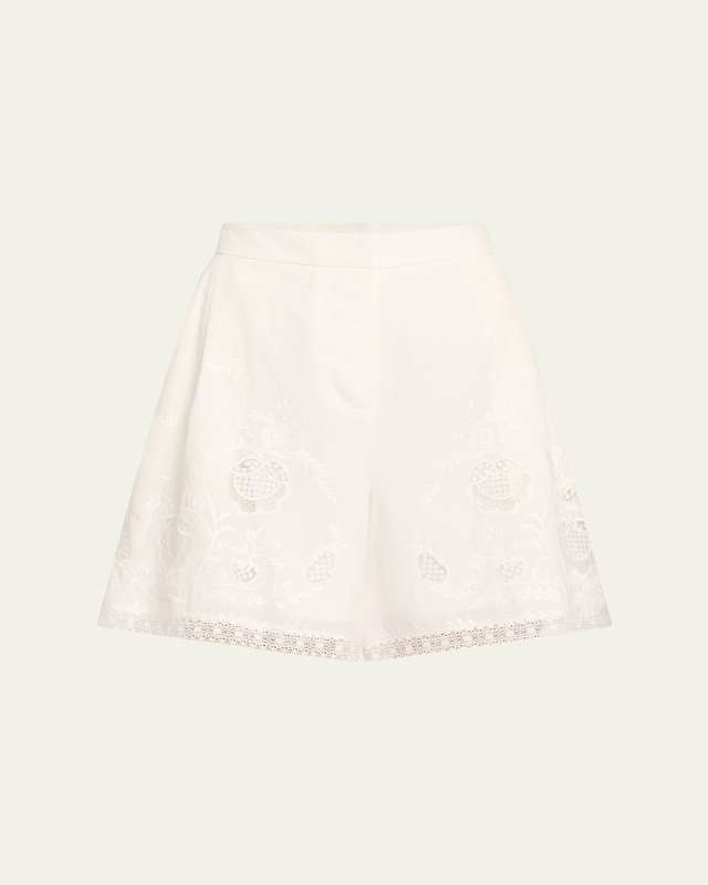 Nero Embroidered Wide-Leg Shorts